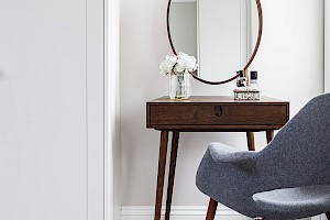 Dressing area created as part of a full house refurbishment in Fulham, London.
