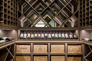 Basement wine cellar display as part of a full house refurbishment in Fulham
